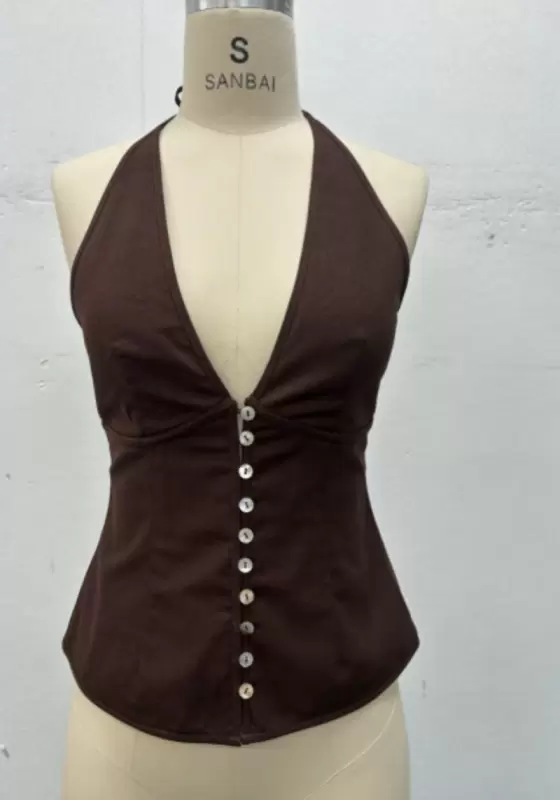 Button Detail Halter Top