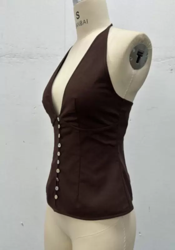 Button Detail Halter Top