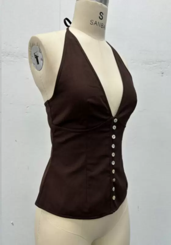 Button Detail Halter Top