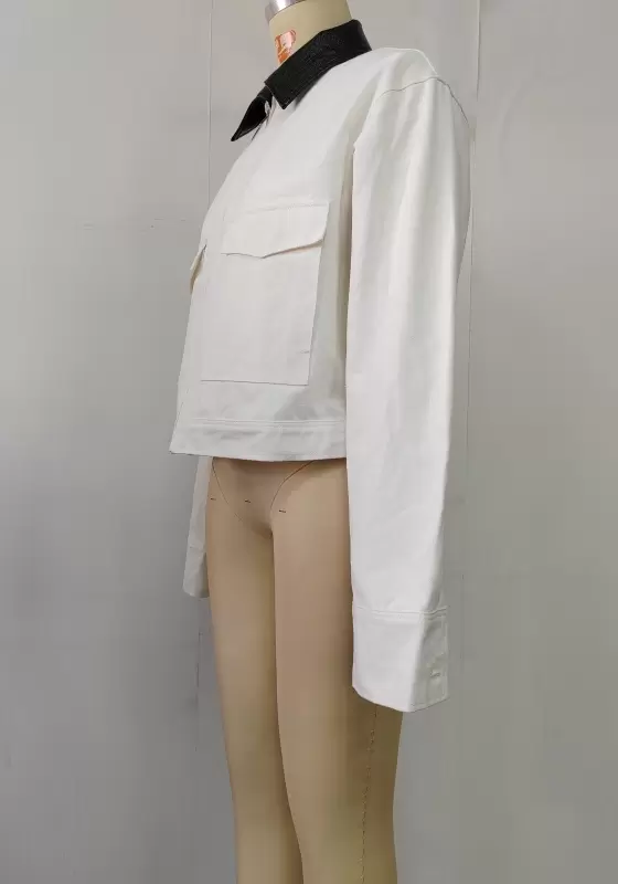 Lapel Pocket Zipper Cropped Jacket
