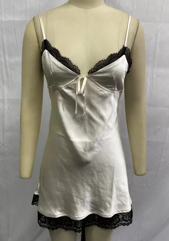Lace Trim Satin Slip Sleepwear