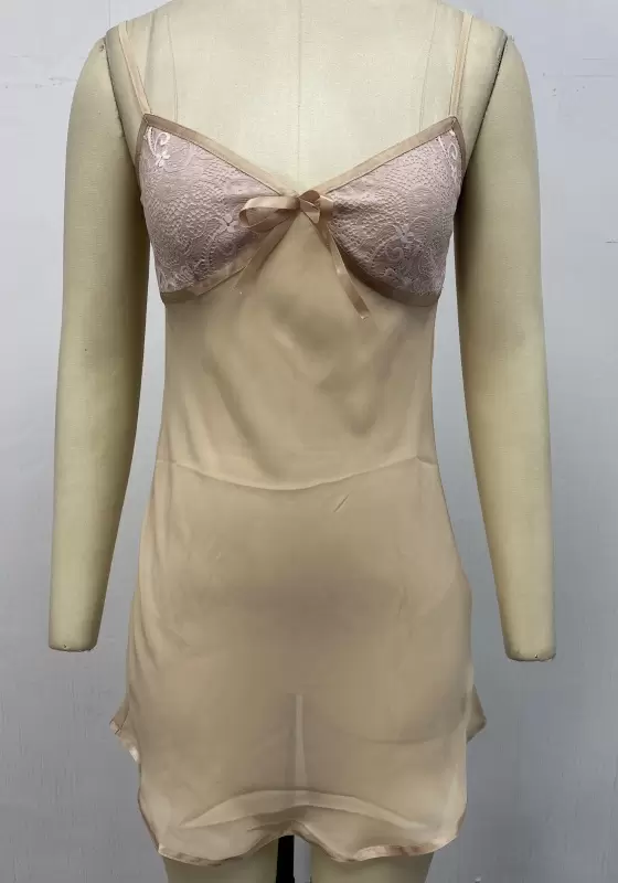 Lace Trim See Through Sleepwear