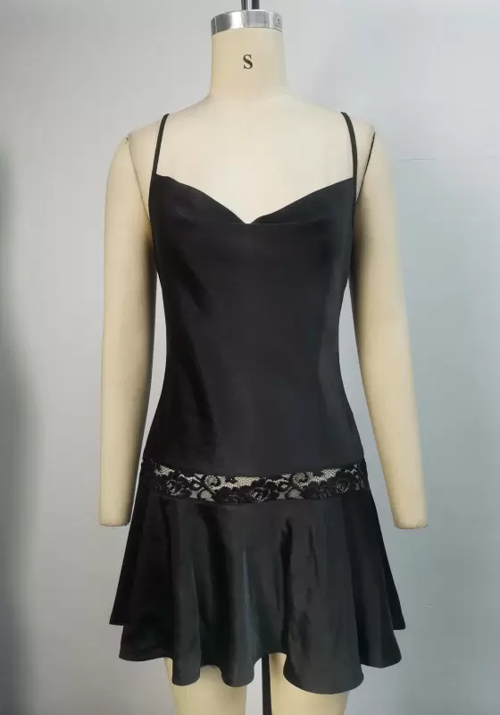 Mesh Lace Detail Pleated Sleepwear