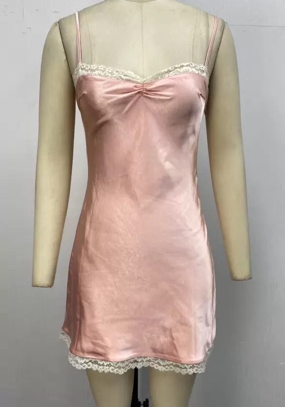 Satin Lace Ruched Nightdress