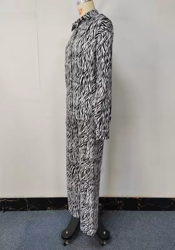 Zebra Print Long Sleeve Sleepwear Set