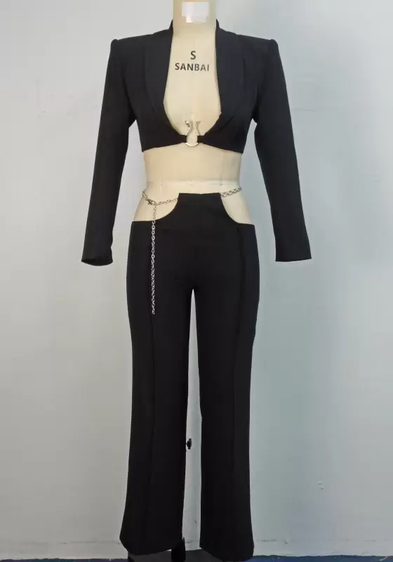 Chain Detail Blazer And Pants Set