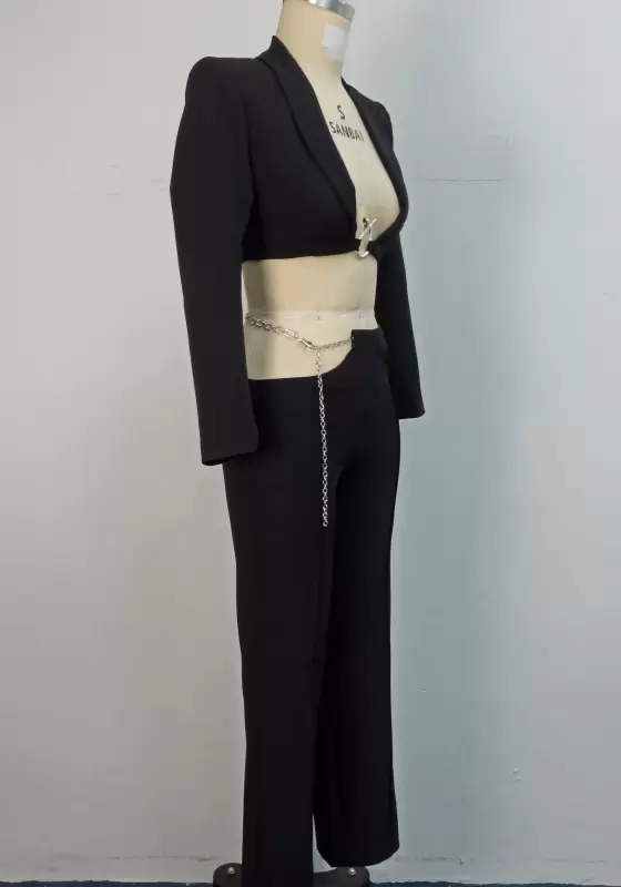 Chain Detail Blazer And Pants Set