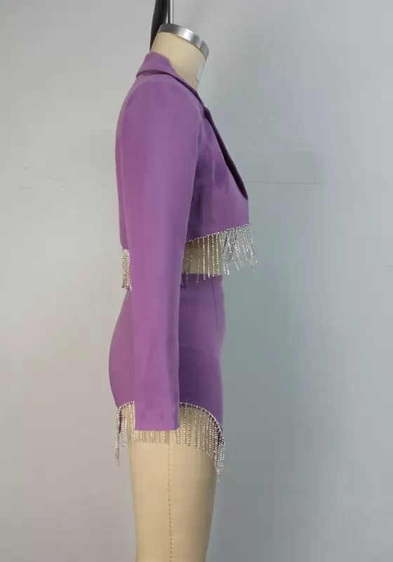Tassel Detail Blazer And Skirt Set