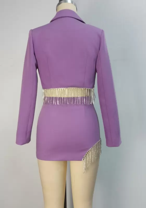 Tassel Detail Blazer And Skirt Set