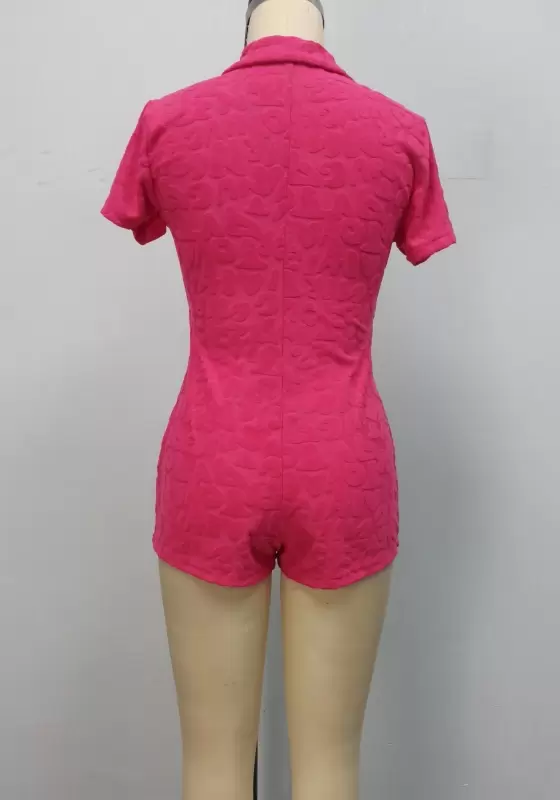 Lapel Button Short Sleeve Romper