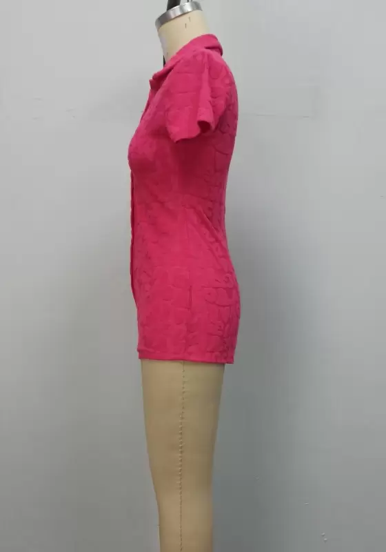 Lapel Button Short Sleeve Romper