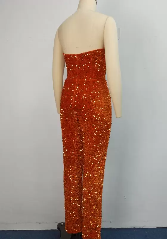 Sequin Strapless Bodycon Jumpsuit