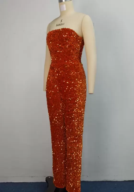 Sequin Strapless Bodycon Jumpsuit