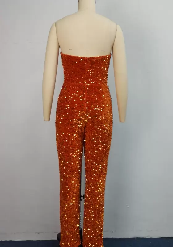 Sequin Strapless Bodycon Jumpsuit