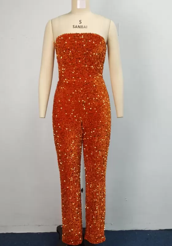 Sequin Strapless Bodycon Jumpsuit