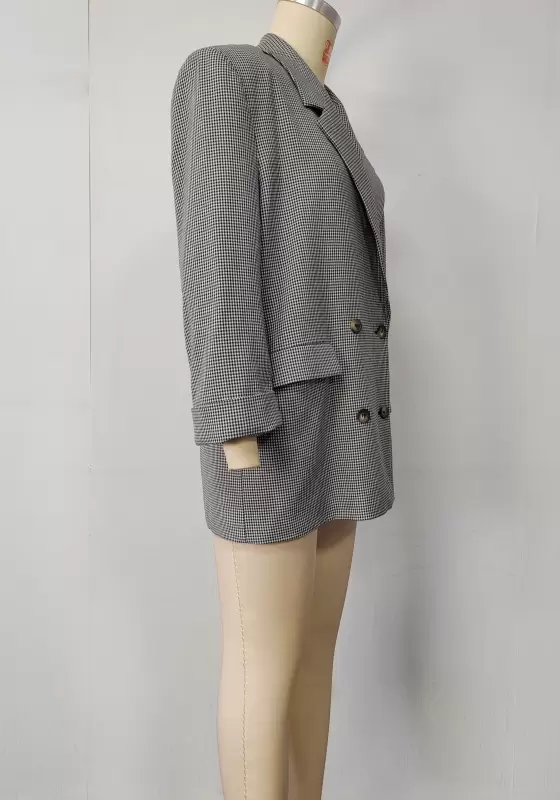 Classic Double Breasted Check Blazer