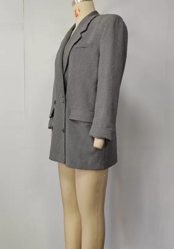 Classic Double Breasted Check Blazer