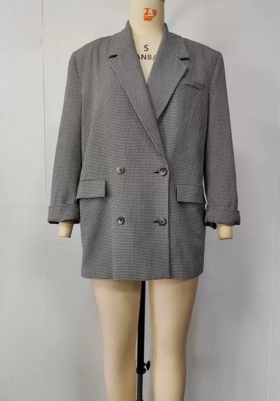 Classic Double Breasted Check Blazer