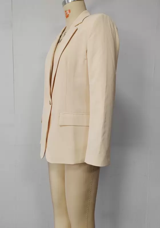 Elegant Single Button Cream Blazer