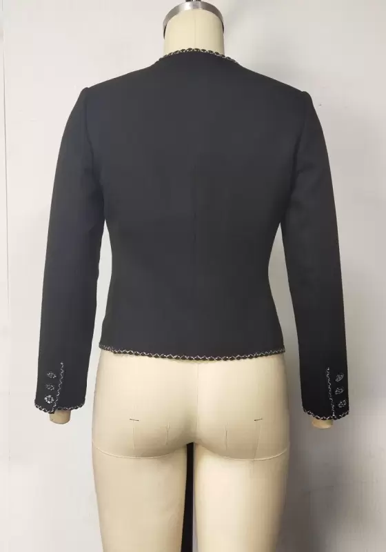 Single Breasted Contrasting Lines Trim Jacket