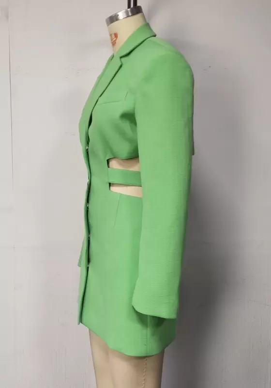 Waist Cutout Button Blazer