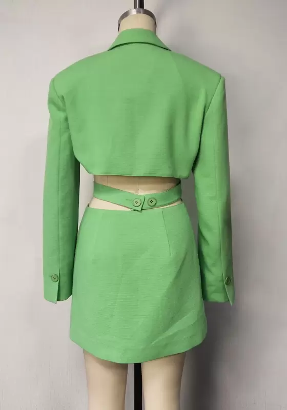 Waist Cutout Button Blazer