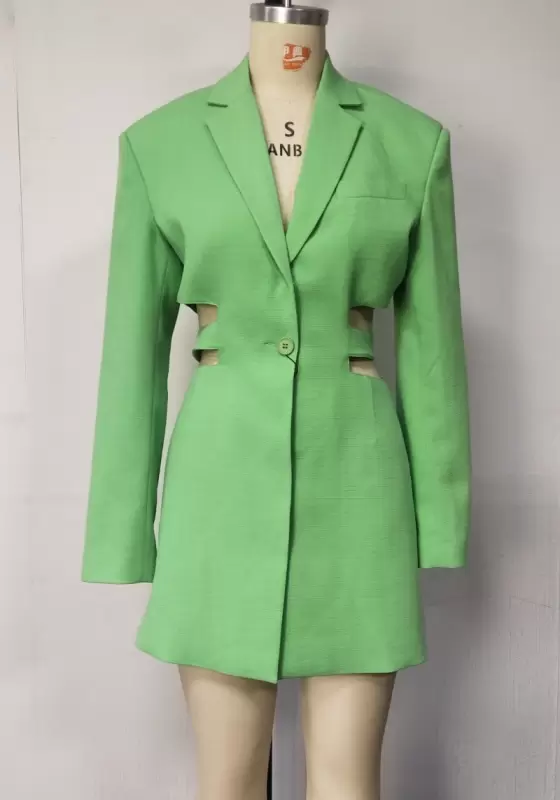 Waist Cutout Button Blazer