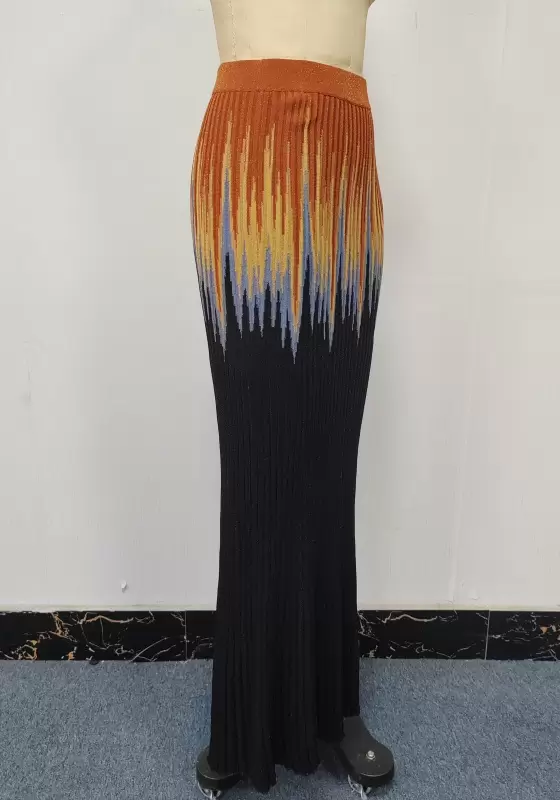 Colorful Ribbed Maxi Skirt