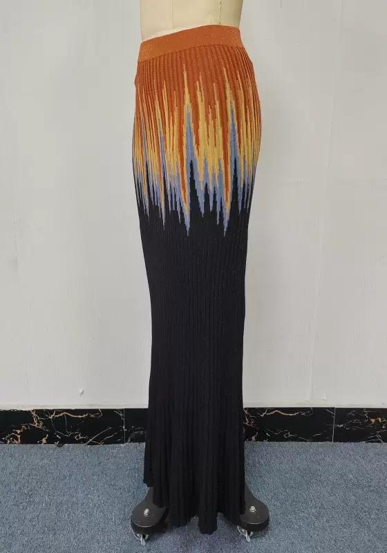 Colorful Ribbed Maxi Skirt