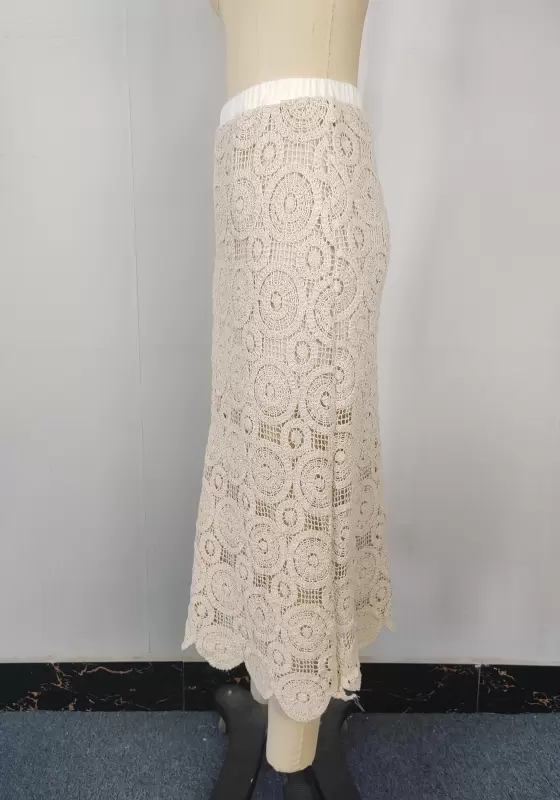 Crochet Cutout Lace Midi Skirt