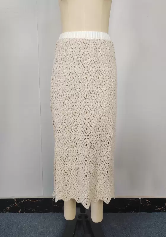 Crochet Cutout Lace Midi Skirt