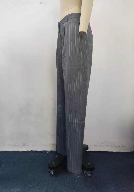 Grey Pinstripe Wide Pants