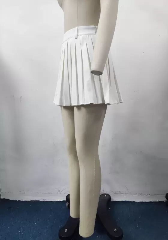Solid  Pleated Mini Skirt