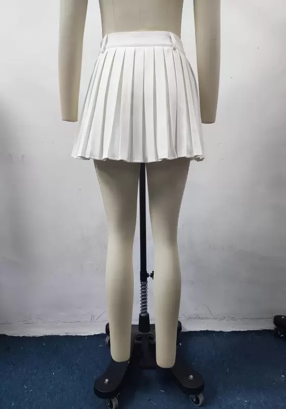 Solid  Pleated Mini Skirt