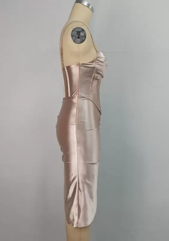 Corset Detail Asymmetric Hem Bodycon Dress