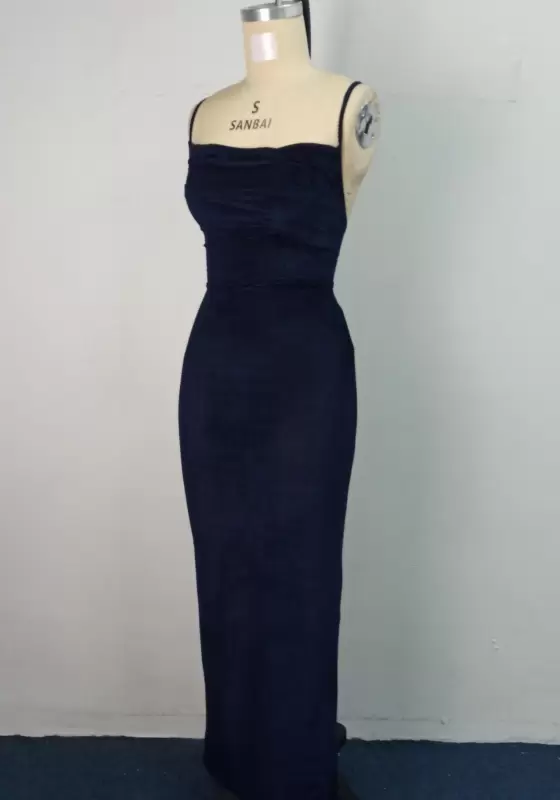 Ribbed Ruched Lace Up Maxi Dress