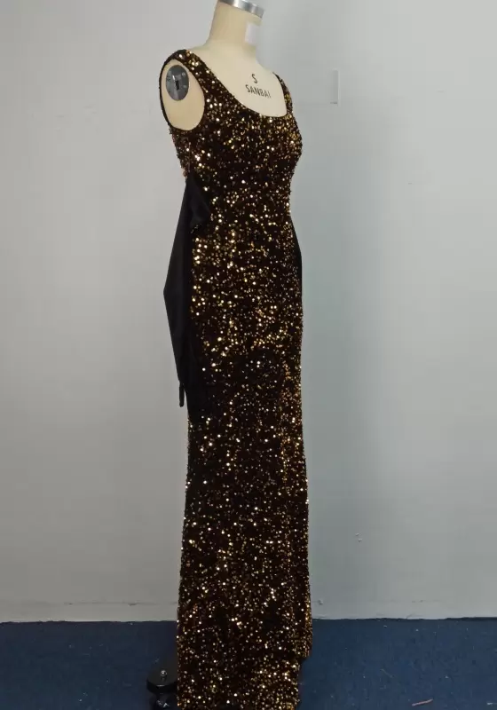 Side decoration Sequin Maxi Dress