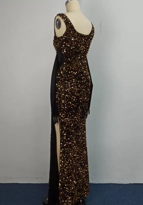 Side decoration Sequin Maxi Dress