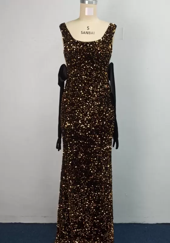 Side decoration Sequin Maxi Dress