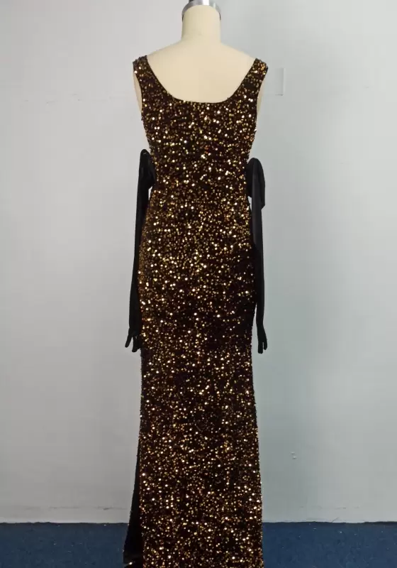 Side decoration Sequin Maxi Dress
