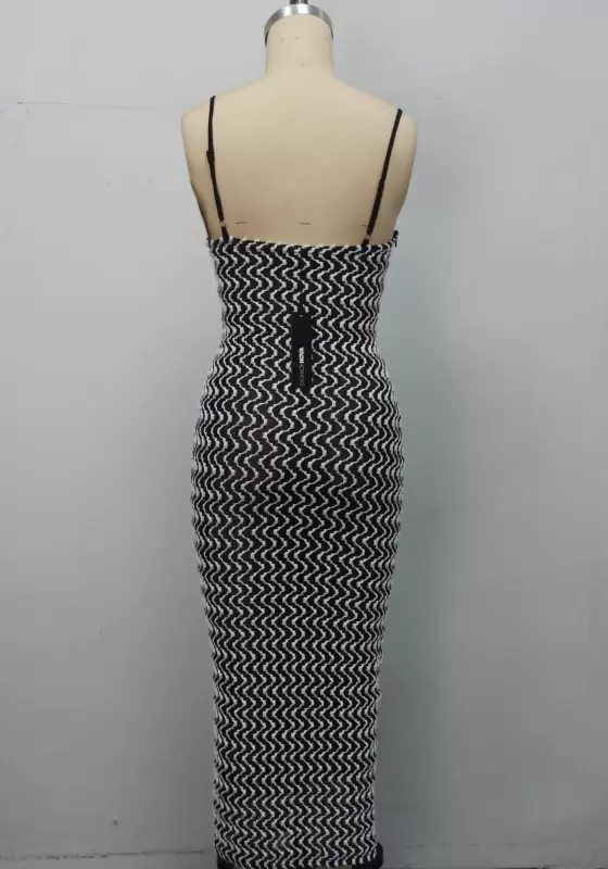 Wave Cami Mesh Midi Dress