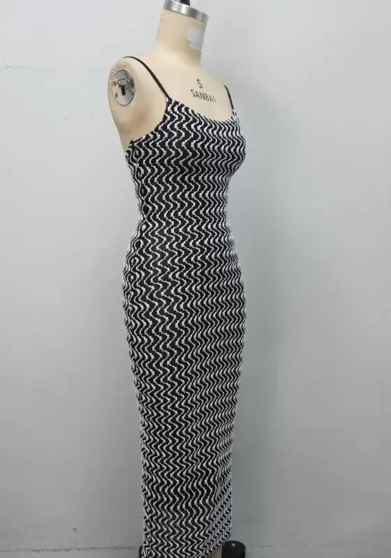 Wave Cami Mesh Midi Dress