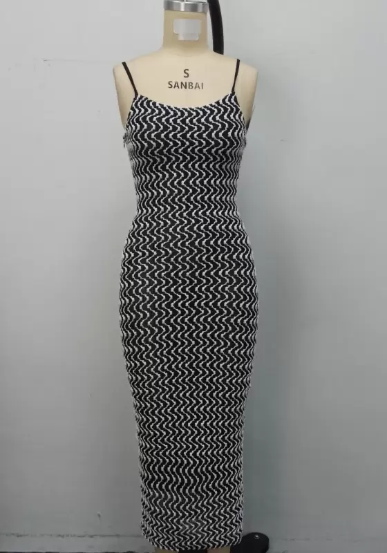 Wave Cami Mesh Midi Dress
