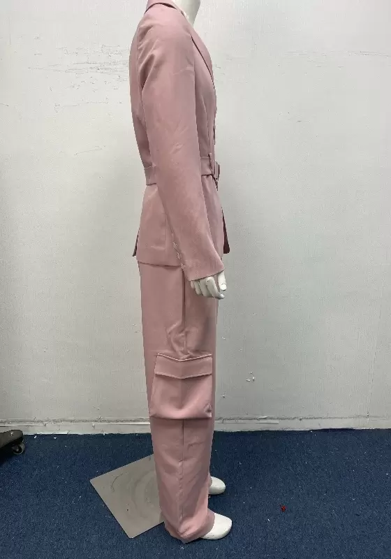 Asymmetric Belt Lace Up Pocket Suit