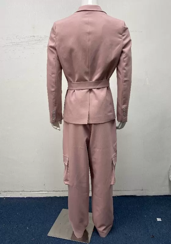 Asymmetric Belt Lace Up Pocket Suit