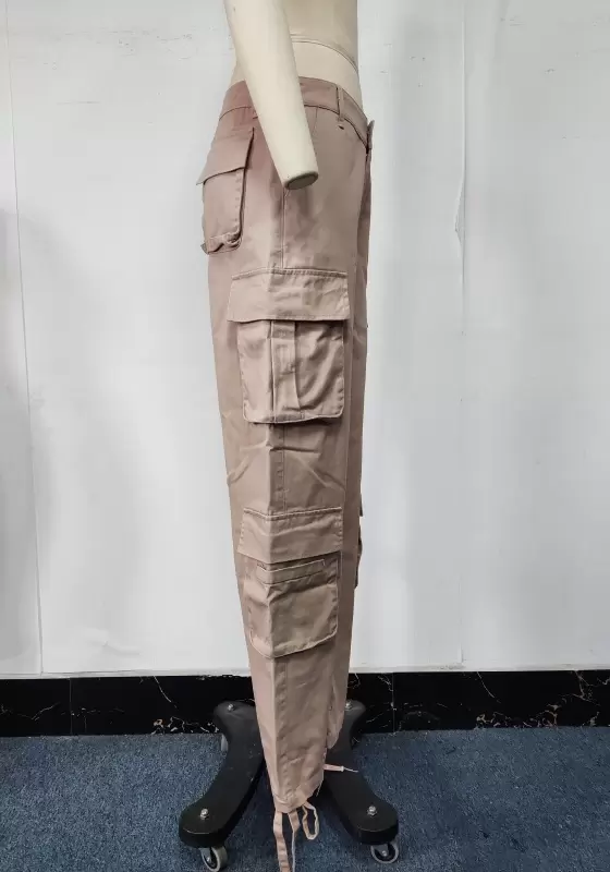 Khaki Utility Wide Leg with Tech Pockets