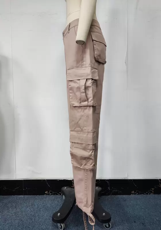 Khaki Utility Wide Leg with Tech Pockets