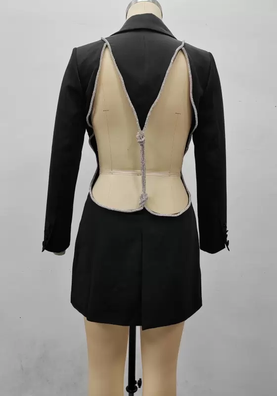 Classic Single-Breasted Black Suit Jacket