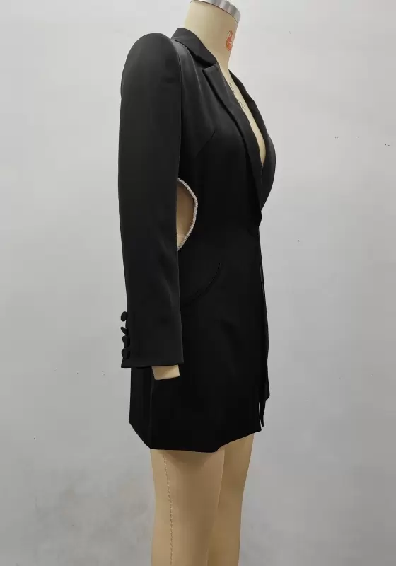 Classic Single-Breasted Black Suit Jacket