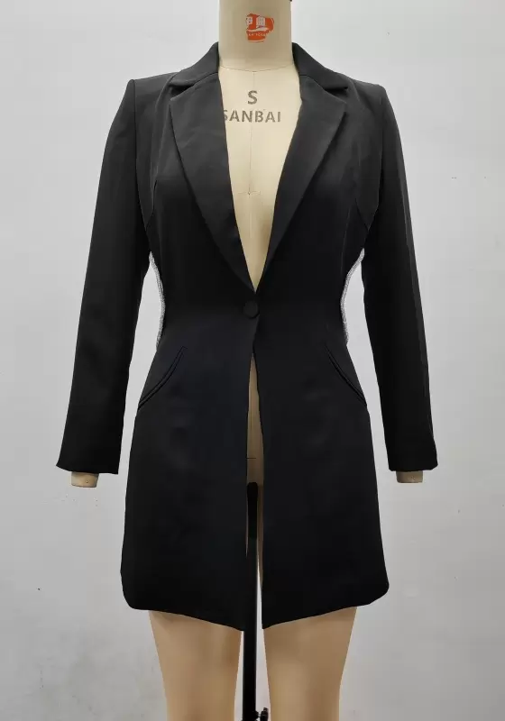 Classic Single-Breasted Black Suit Jacket